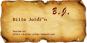Bille Jolán névjegykártya